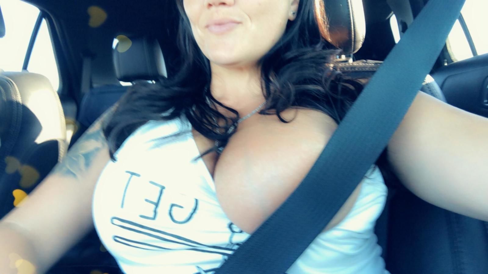 Big tits seatbelt