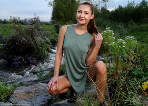 Czech Teen Kara Rose Revealing Her Titties Near the Riverside